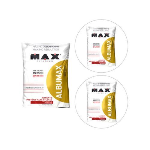 Kit 3x Albumax 500g Morango - Max Titanium