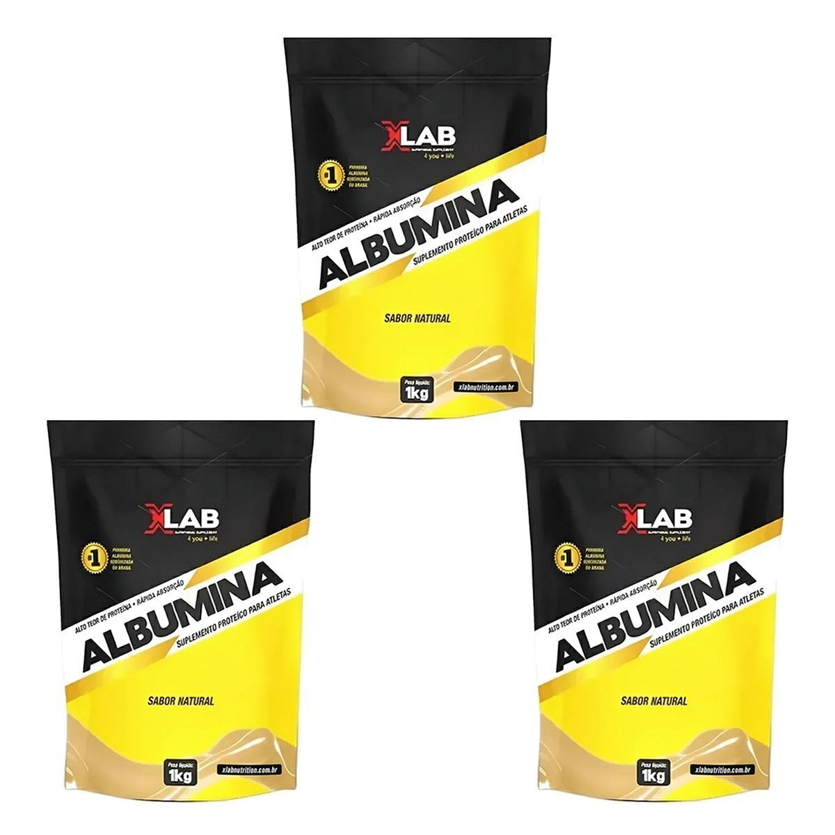 Kit 3X Albumina - 1000g Natural - X-Lab