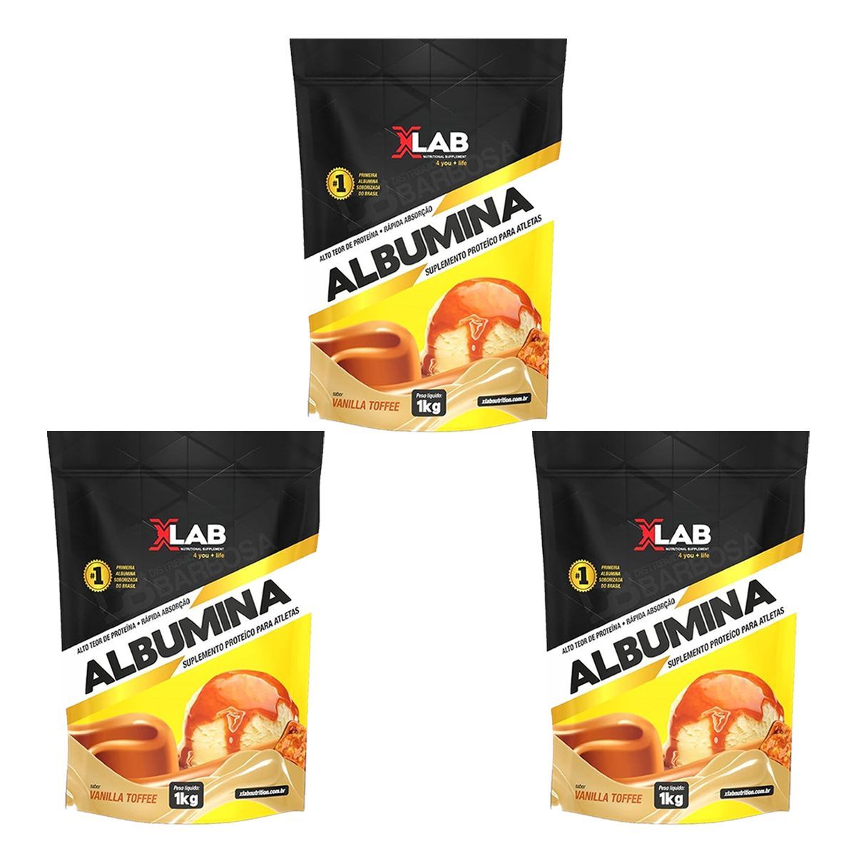 Kit 3X Albumina - 1000g Vanilatoffe - X-Lab