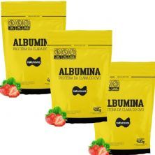 Kit 3X Albumina - 420g Refil Morango - Naturovos