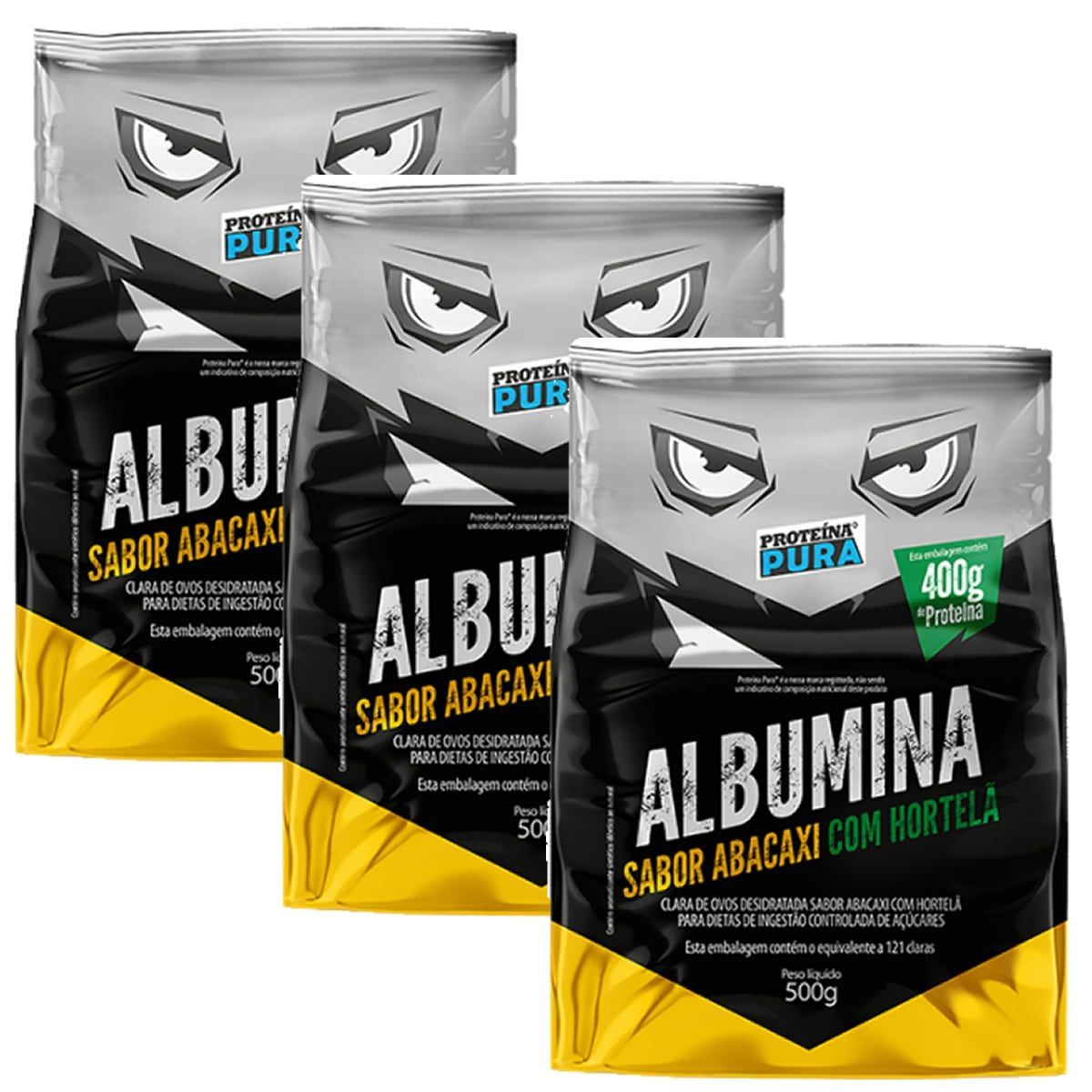 Kit 3X Albumina - 500g Abacaxi com Hortel� - Prote�na Pura