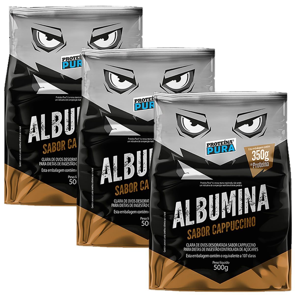 Kit 3x Albumina - 500g Cappuccino - Prote�na Pura