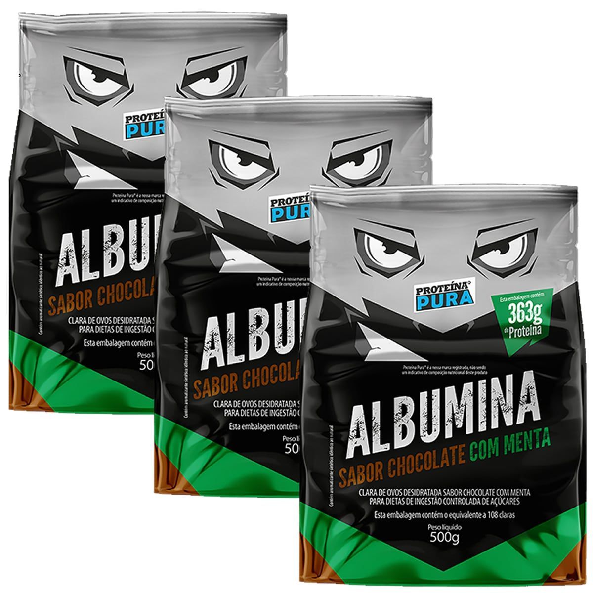 Kit 3X Albumina - 500g Chocolate com Menta - Prote�na Pura