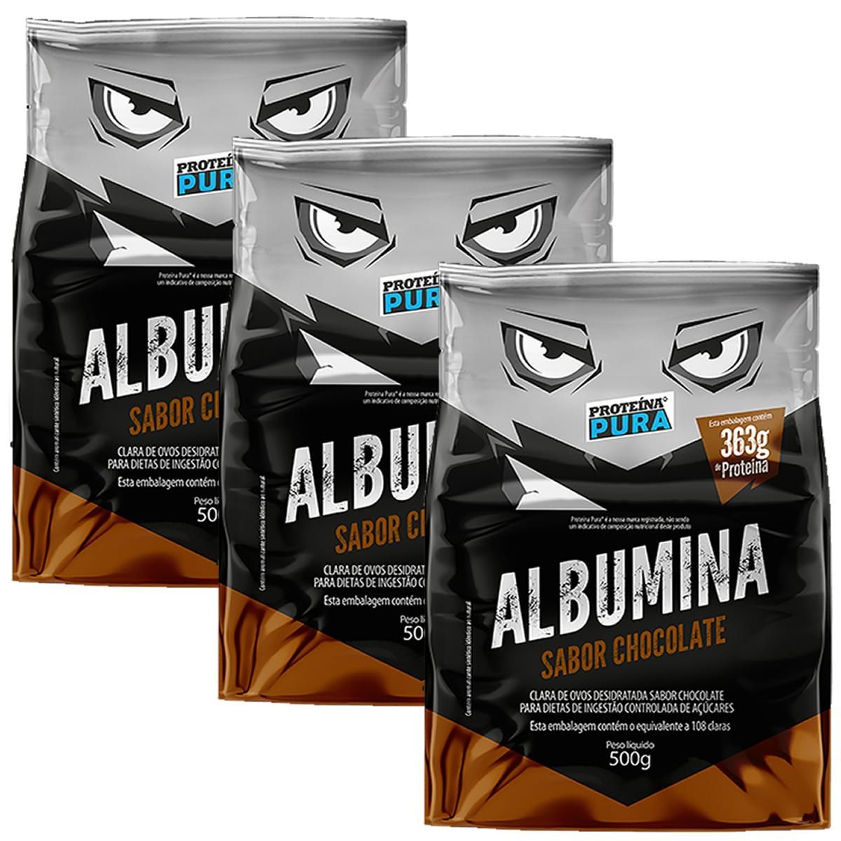 Kit 3X Albumina - 500g Chocolate - Prote�na Pura