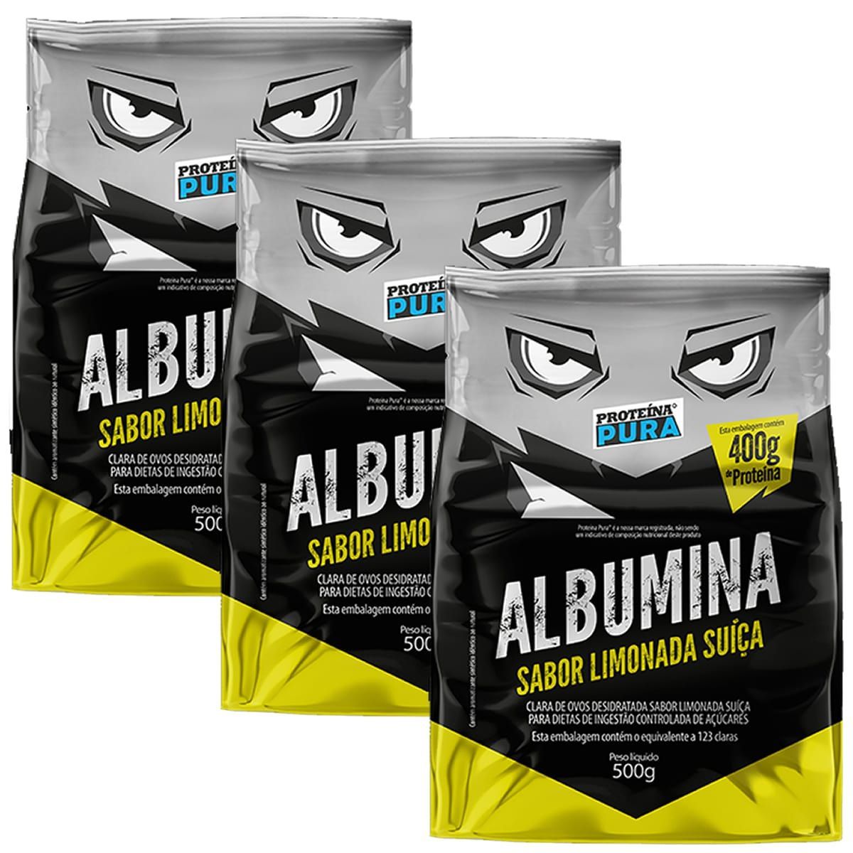 Kit 3X Albumina - 500g Limonada Su��a - Prote�na Pura