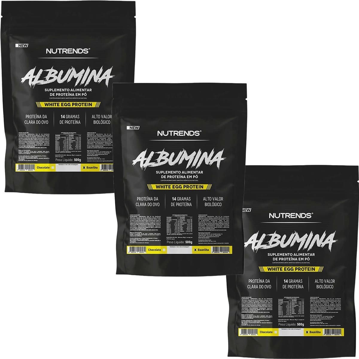 Kit 3X Albumina - 500g Refil Baunilha - Nutrends