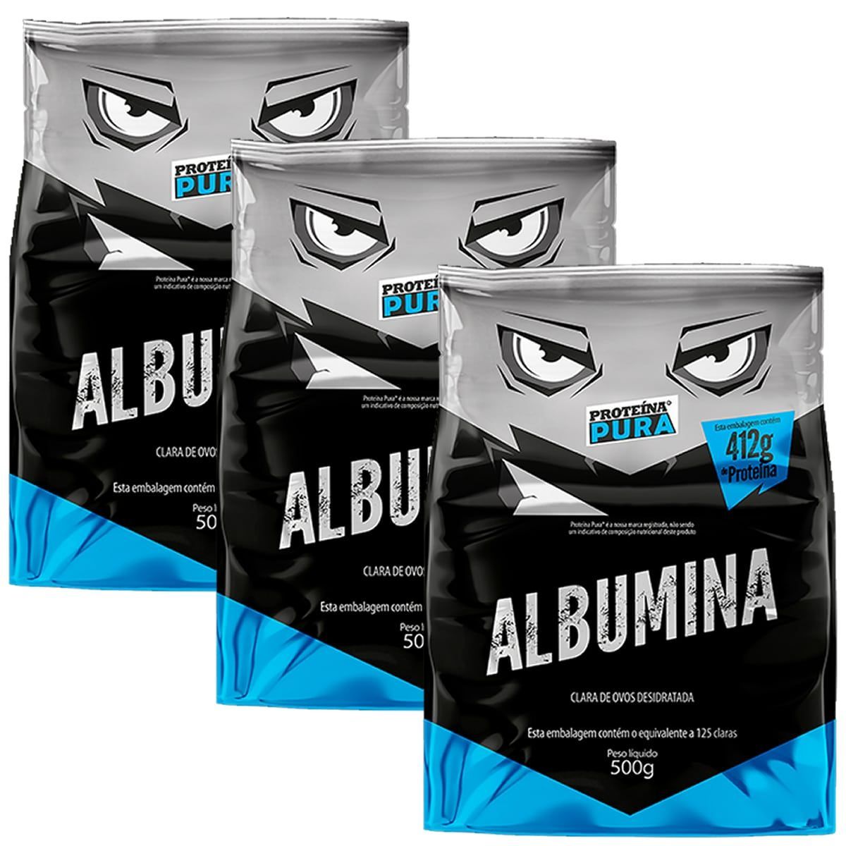 Kit 3X Albumina - 500g Sabor Natural - Prote�na Pura