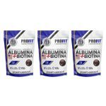 Kit 3X Albumina + Biotina Refil Stand-Up  - 1000g Chocolate - ProFit