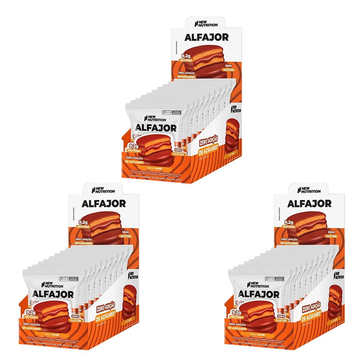 Kit 3X Alfajor Proteico - 10 Unidades 50g Avel� - NewNutrition