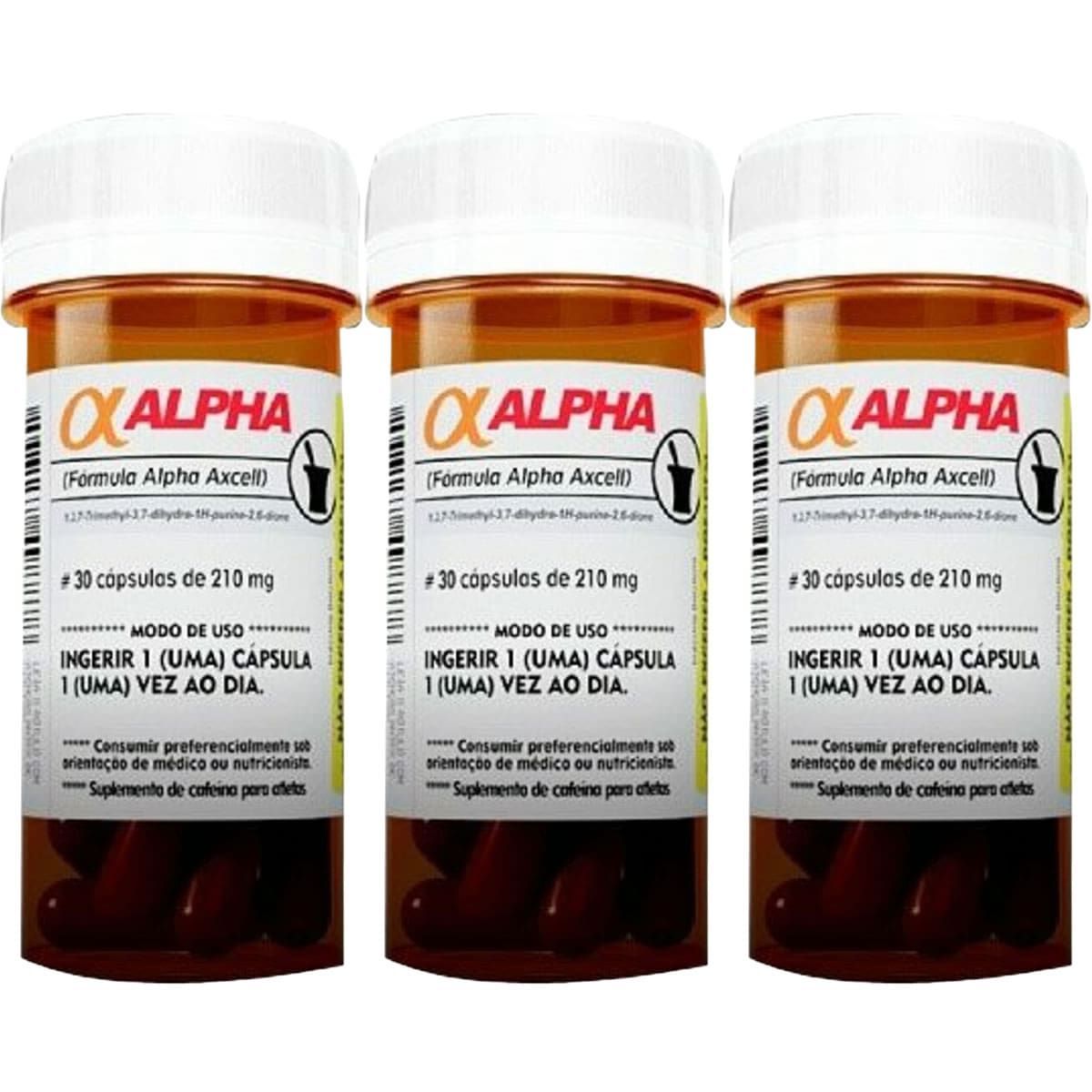 Kit 3X Alpha Axcell Cafeina - 30 C�psulas - Power Supplements