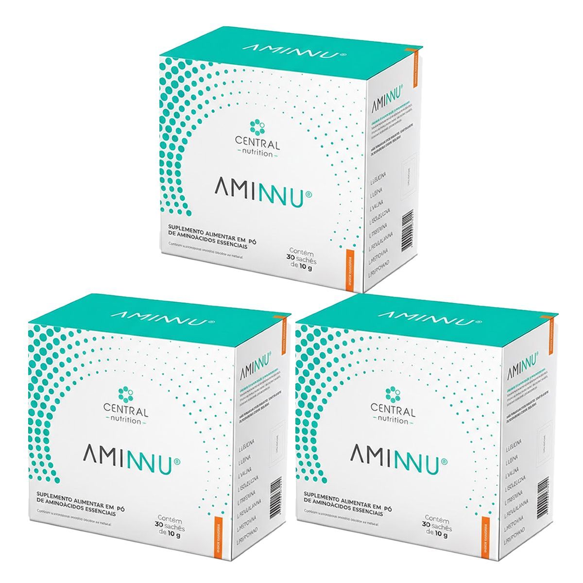 Kit 3X Aminnu - 30 Sach�s 10g Tangerina - Central Nutrition