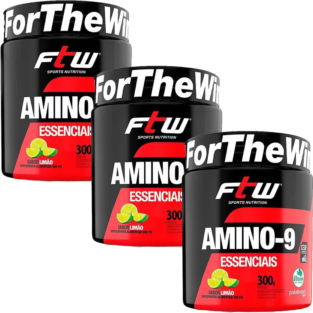 Kit 3X Amino-9 Essenciais - 300g Lim�o - FTW