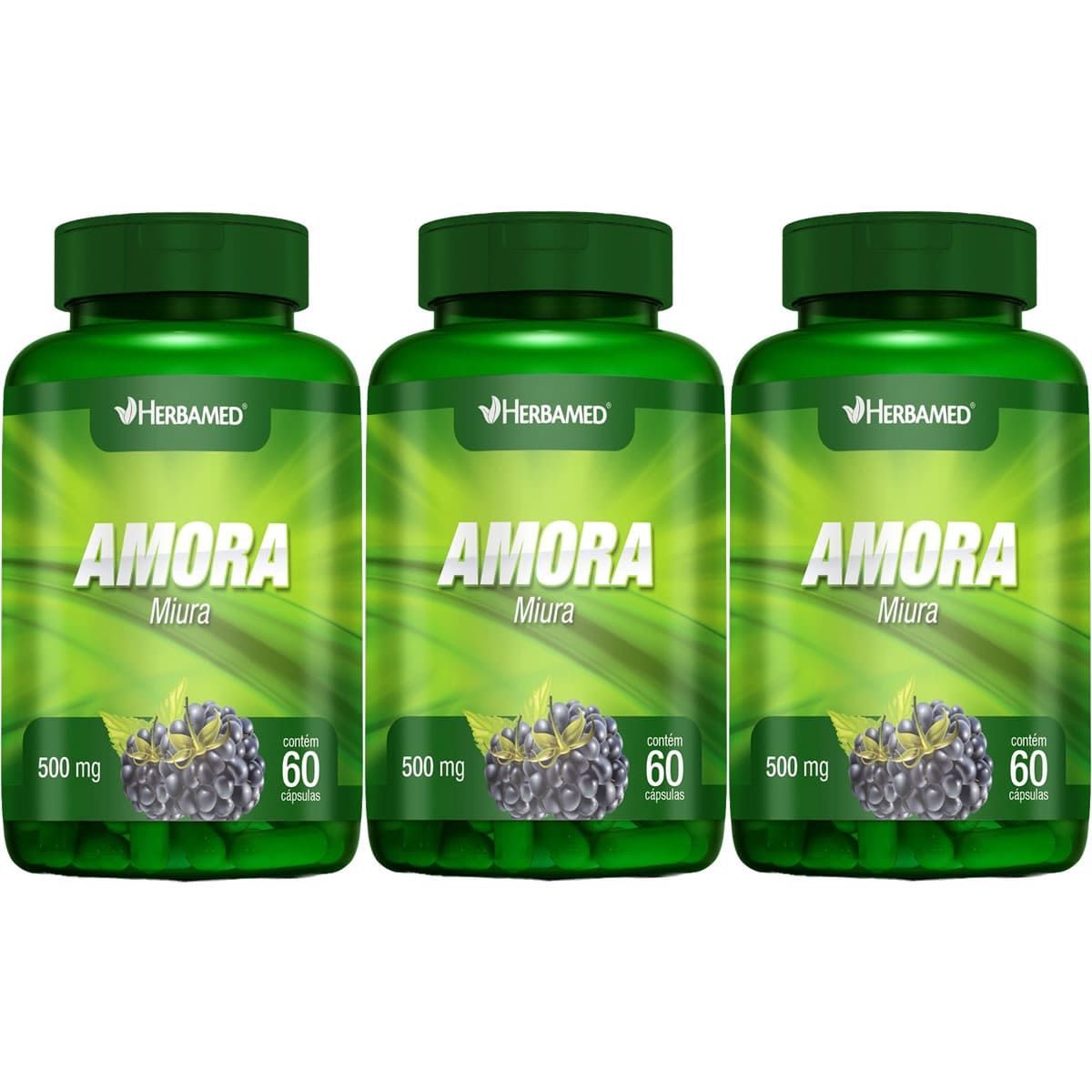 Kit 3X Amora 500mg 60 C�psulas - Herbamed