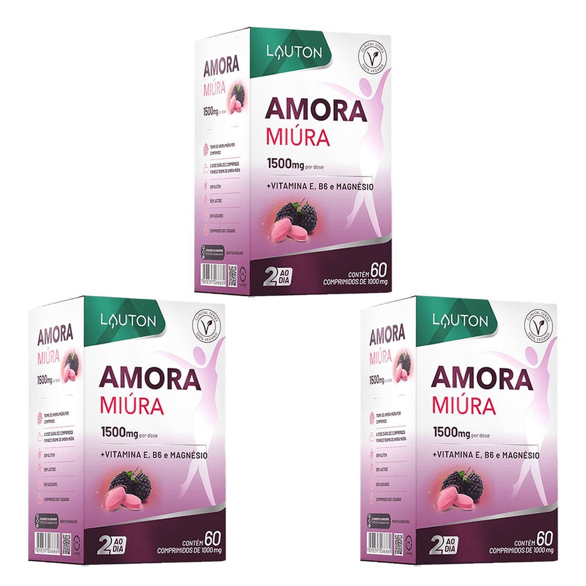 Kit 3X Amora Mi�ra Premium 750mg  - 60 C�psulas - Lauton Nutrition