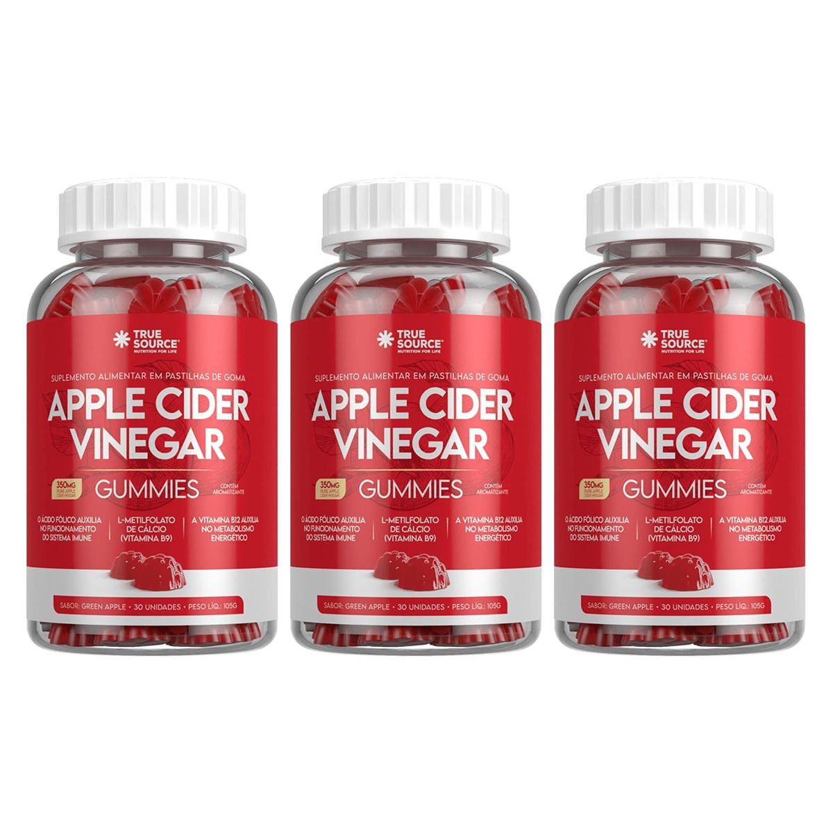 Kit 3X Apple Cider Vinegar - 30 Unidades - True Source