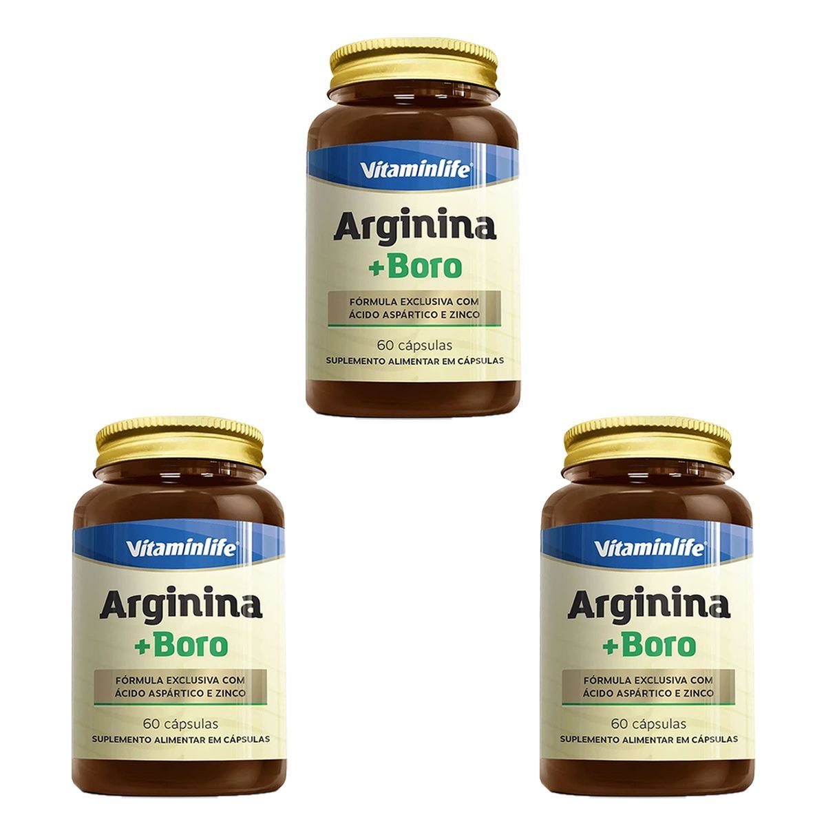 Kit 3X Arginina + Boro - 60 C�psulas - VitaminLife