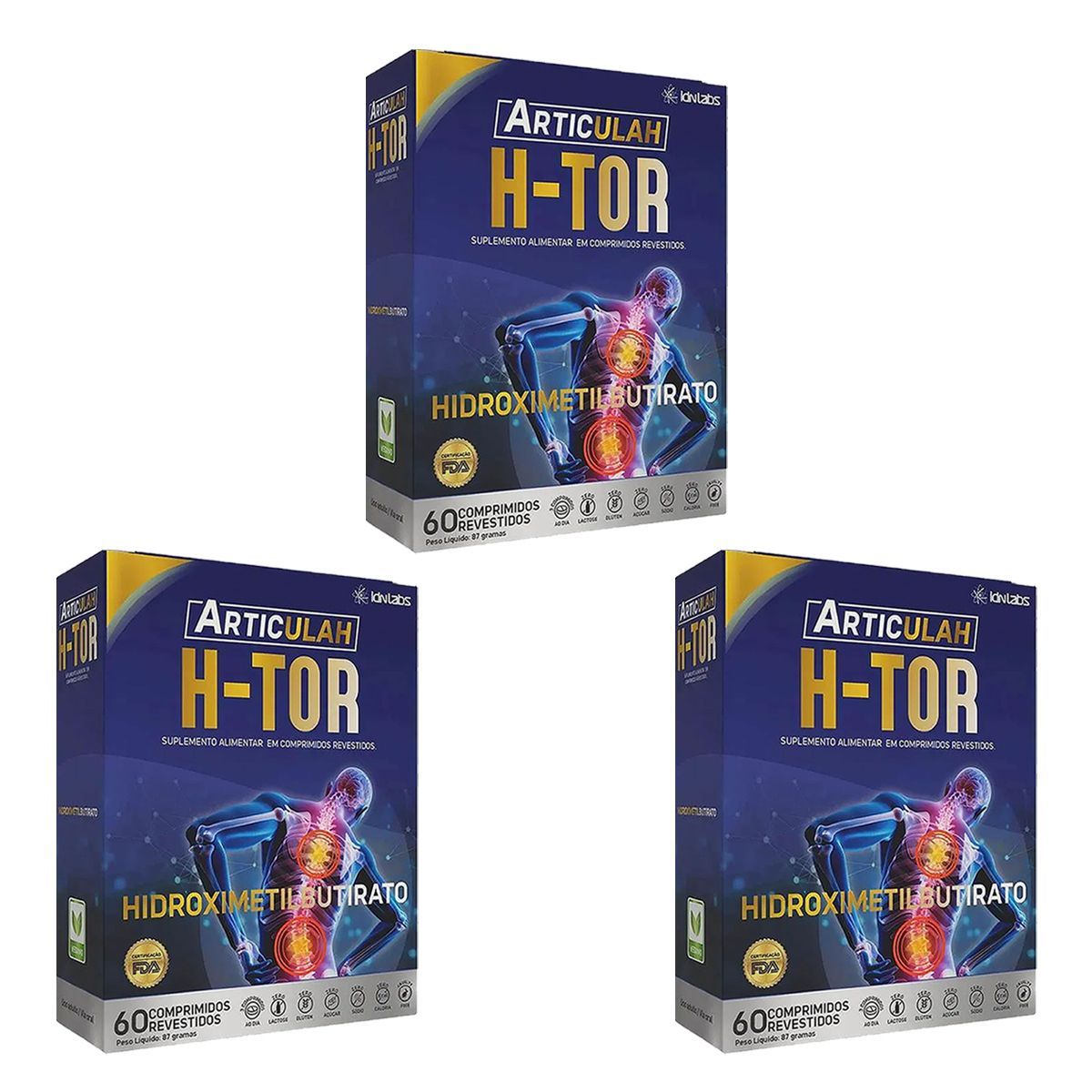 Kit 3X Articulah H-tor - 60 Comprimidos - IDN Labs