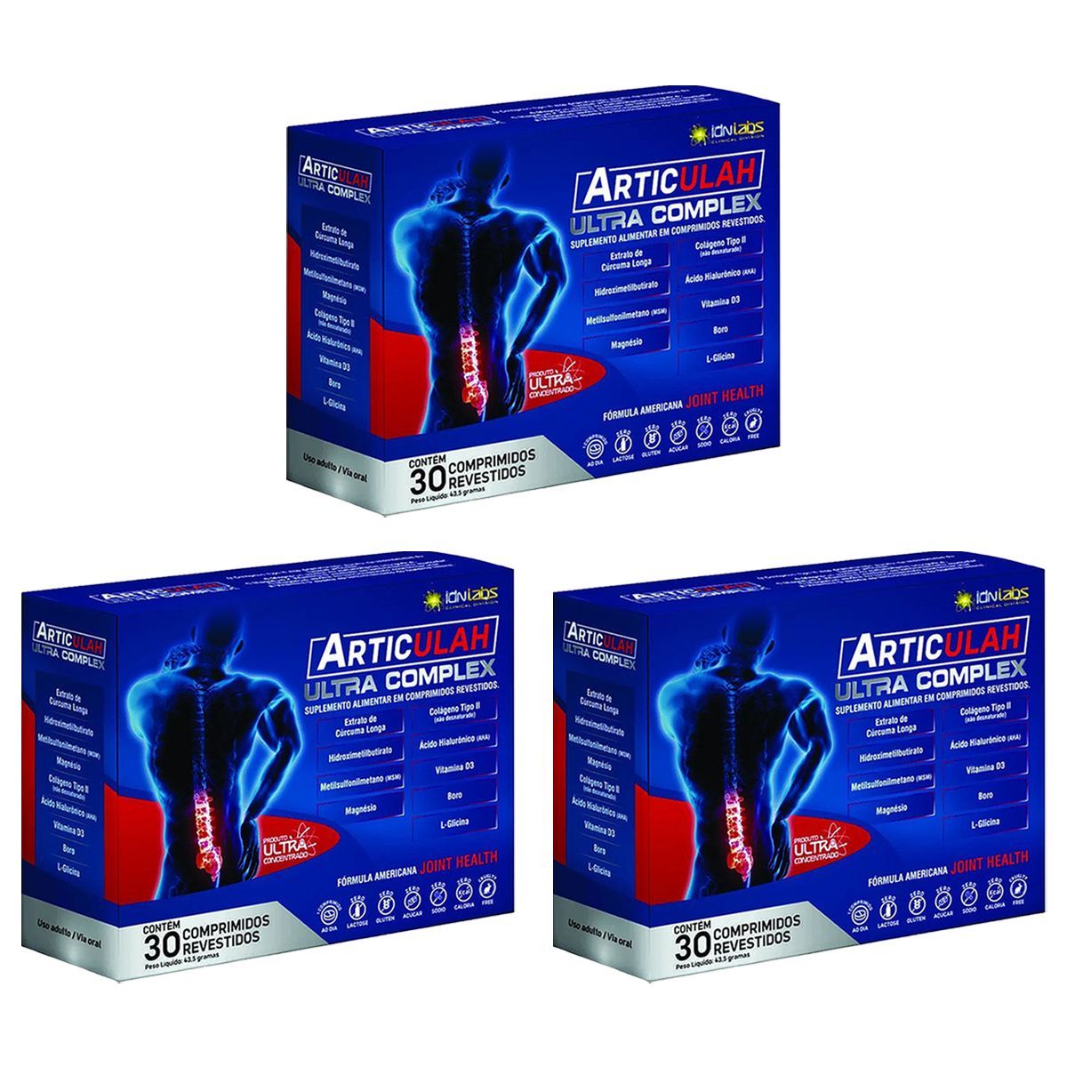 Kit 3X Articulah Ultra Complex - 30 Comprimidos - IDN Labs