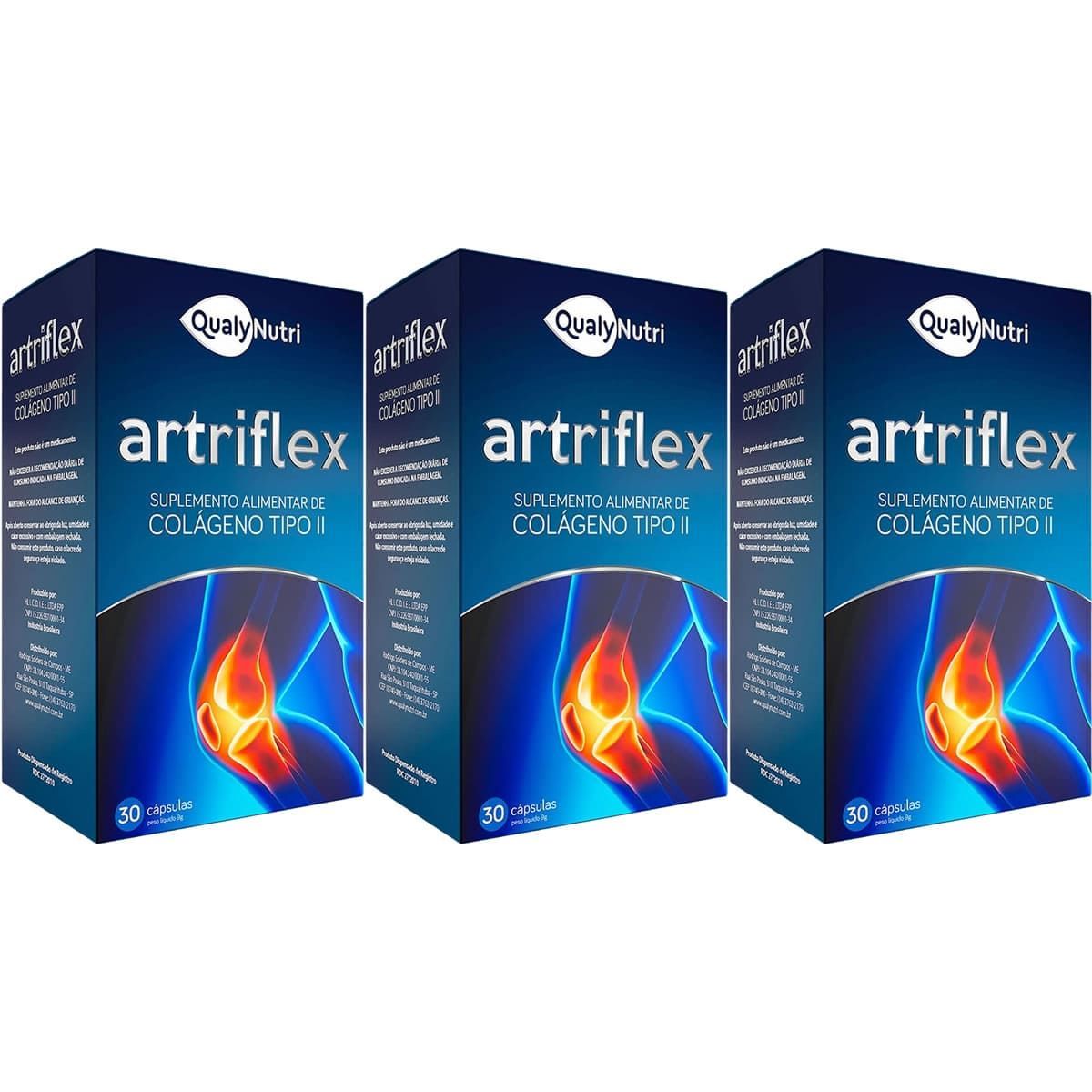 Kit 3X Artriflex Col�geno Tipo II - 30 C�psulas - Qualynutri