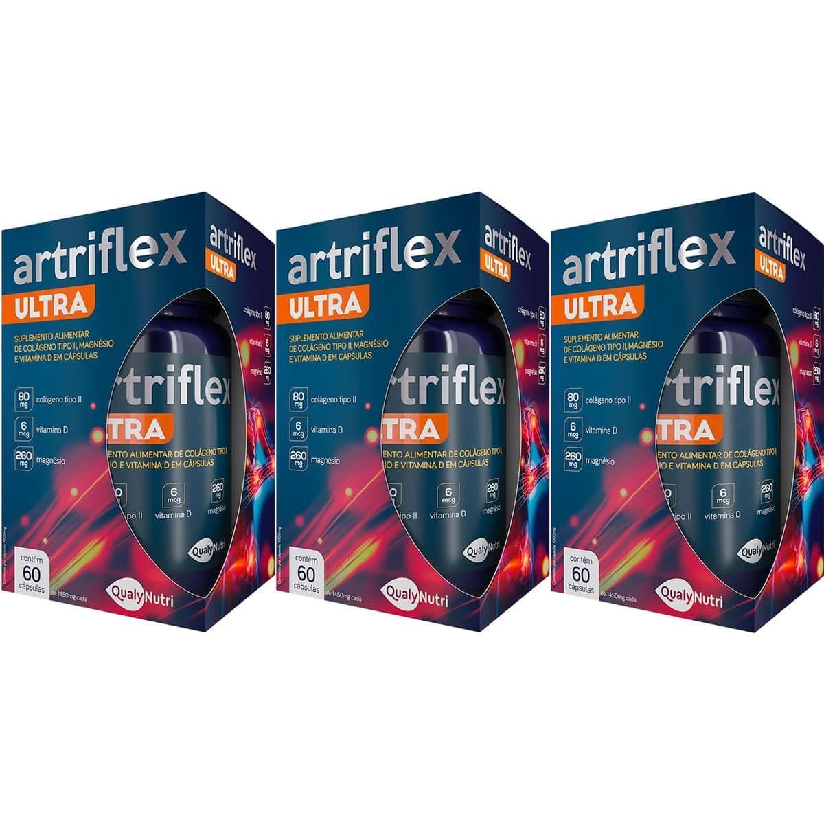Kit 3X Artriflex Ultra Col�geno Tipo II - 60 C�psulas - Qualynutri