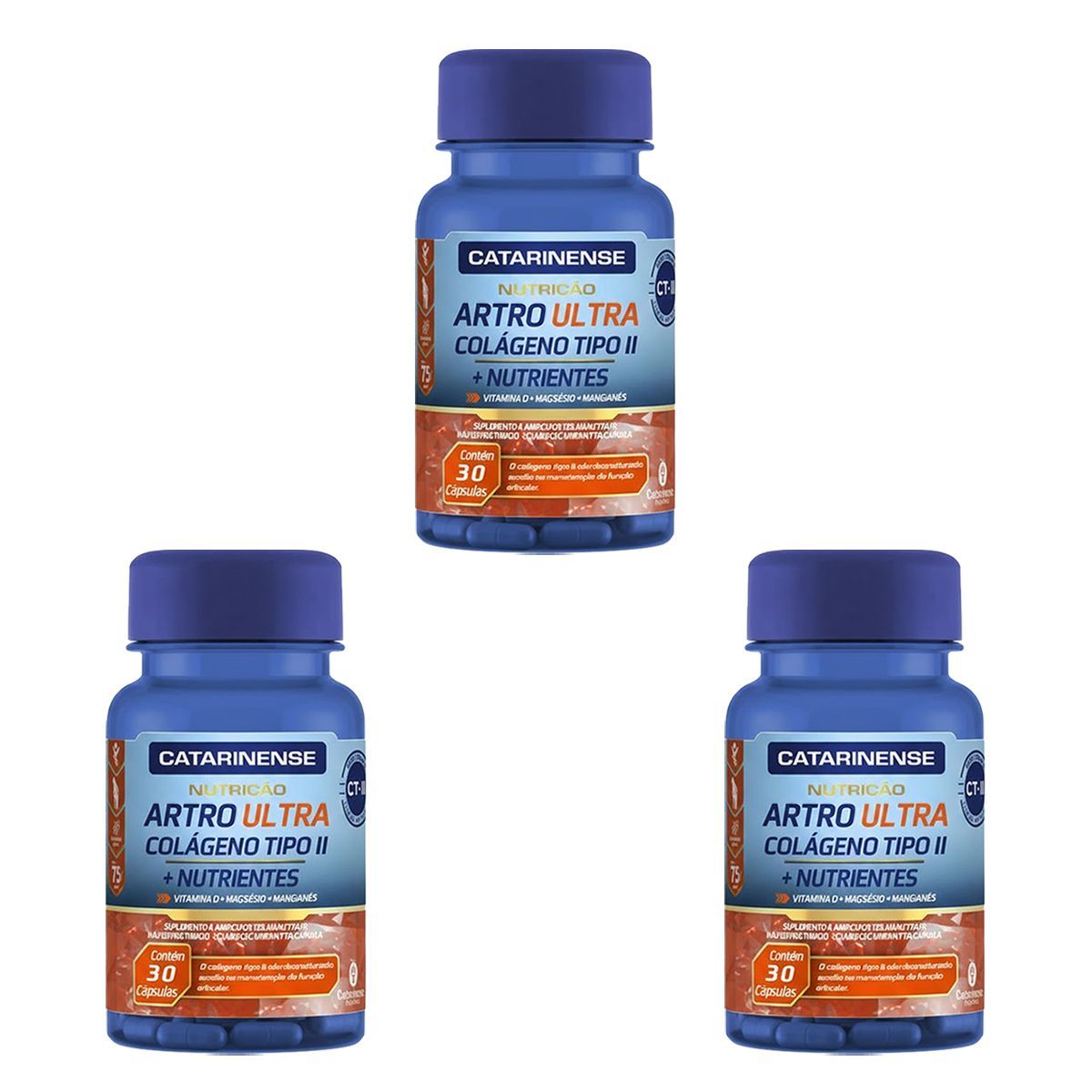 Kit 3X Artro Ultra Col�geno Tipo II - 30 C�psulas - Catarinense Nutri��o