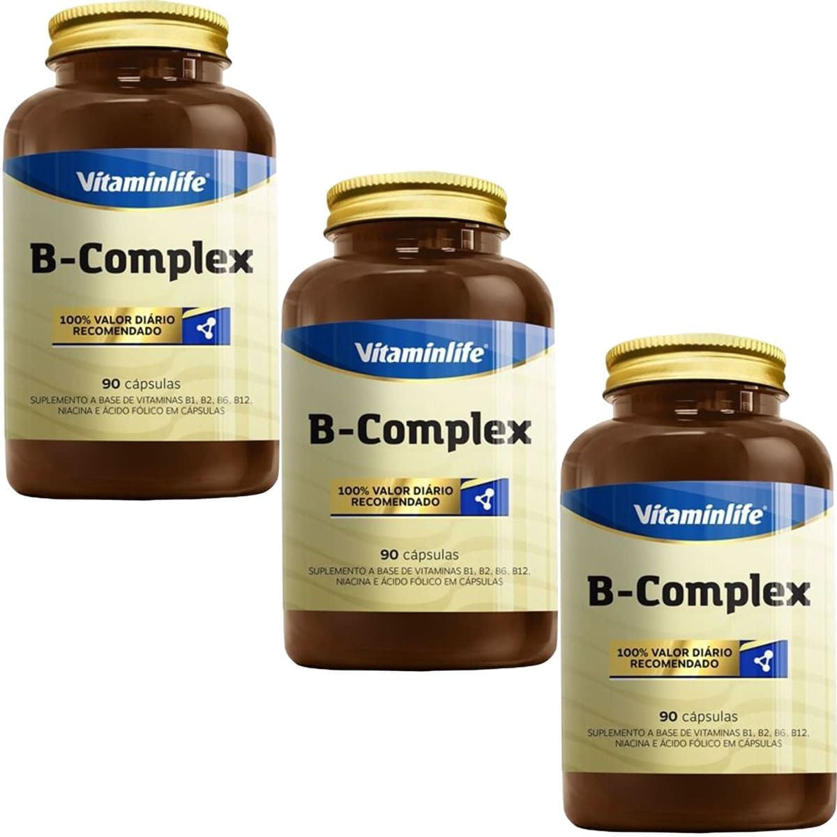 Kit 3X B Complex Vitaminas Complexo B - 90 C�psulas - VitaminLife