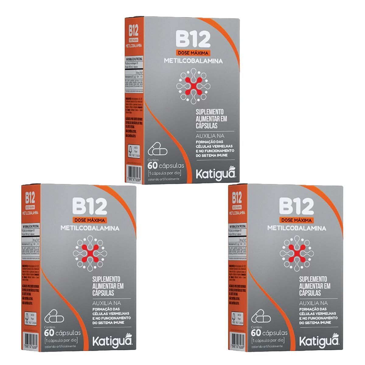 Kit 3X B12 Metilcobalamina - 60 C�psulas - Katigu�
