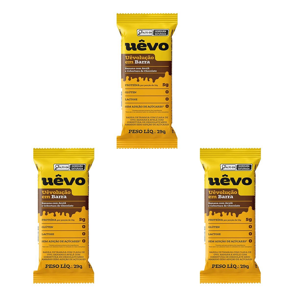 Kit 3X Barra de Prote�na - 29g Banana com Avel� -  U�vo