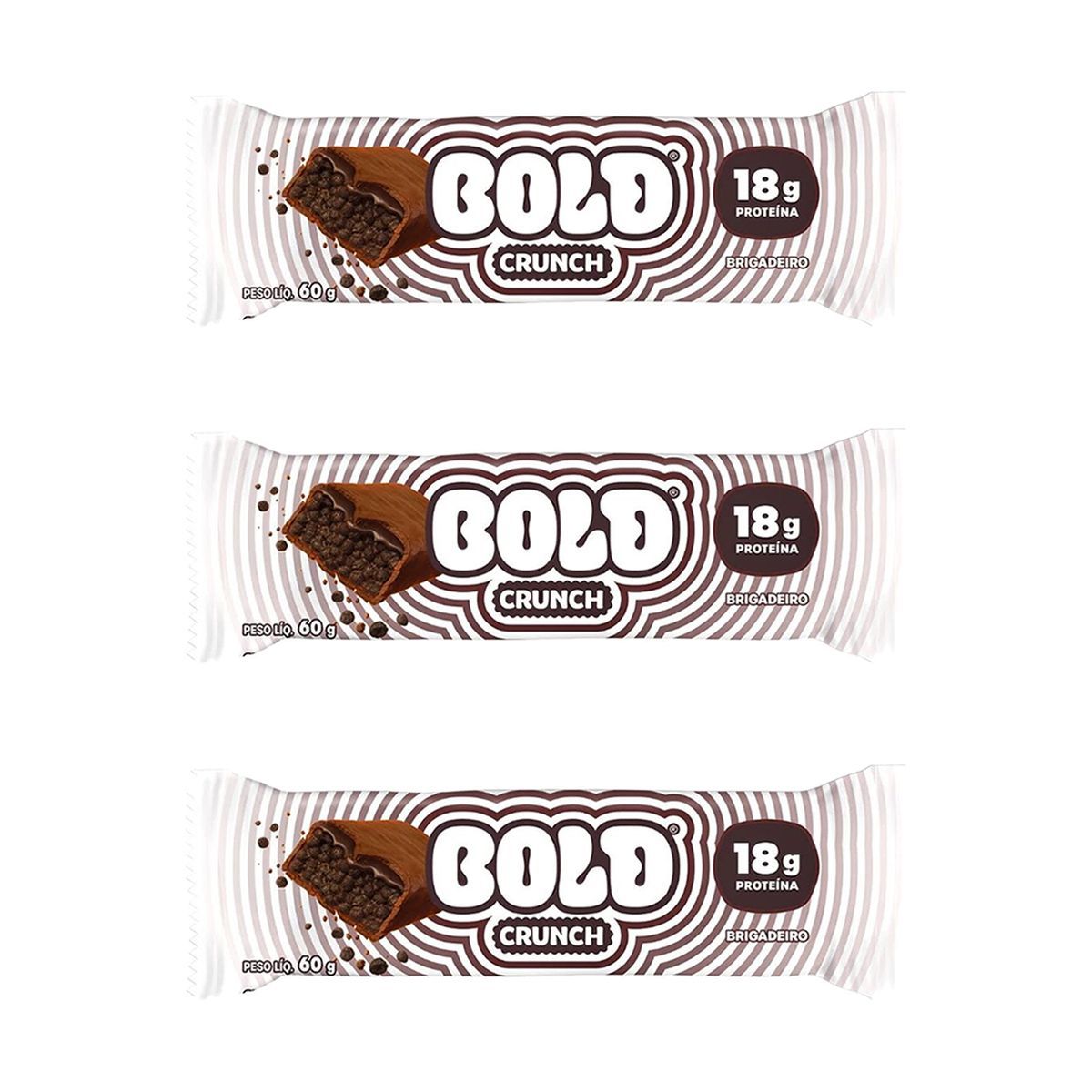 Kit 3X Barra de Prote�na Crunch - 60g Brigadeiro - Bold