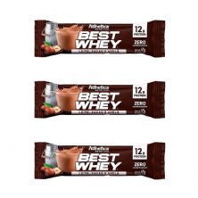 Kit 3X Barra Proteica Best Whey - 1 Barra 49g Leite Cacau e Avel� - Atlhetica Nutrition