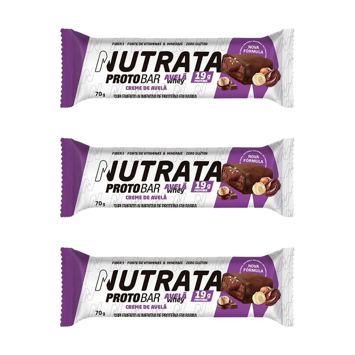 Kit 3X Barra Protobar Whey - 1 Unidade 70g Avel� - Nutrata