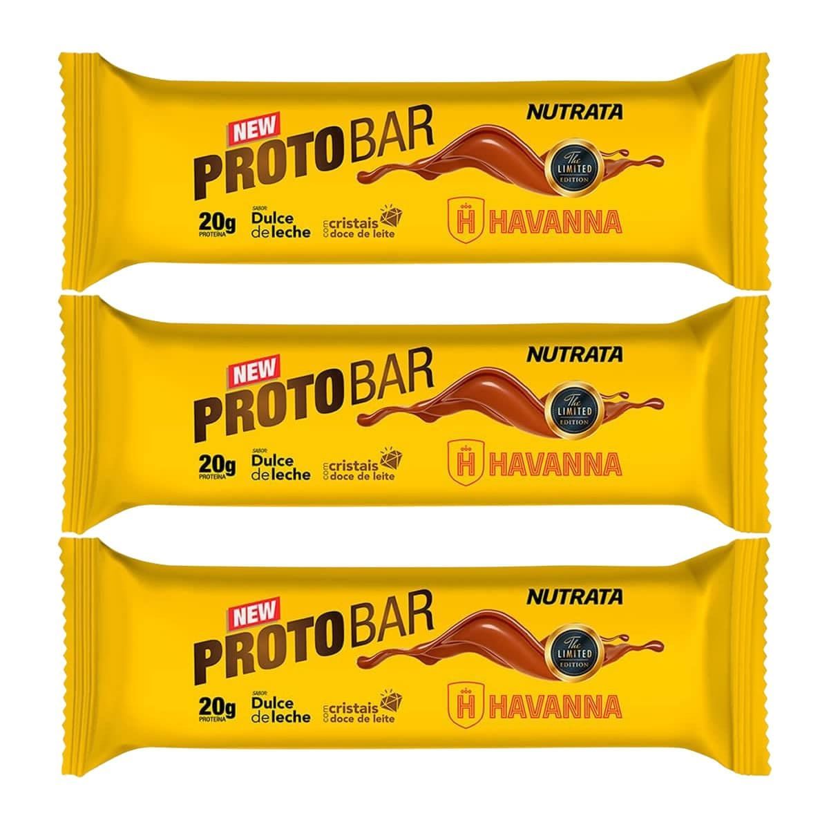 Kit 3X Barra Protobar Whey - 1 Unidade 70g Dulce de Leche Havana - Nutrata