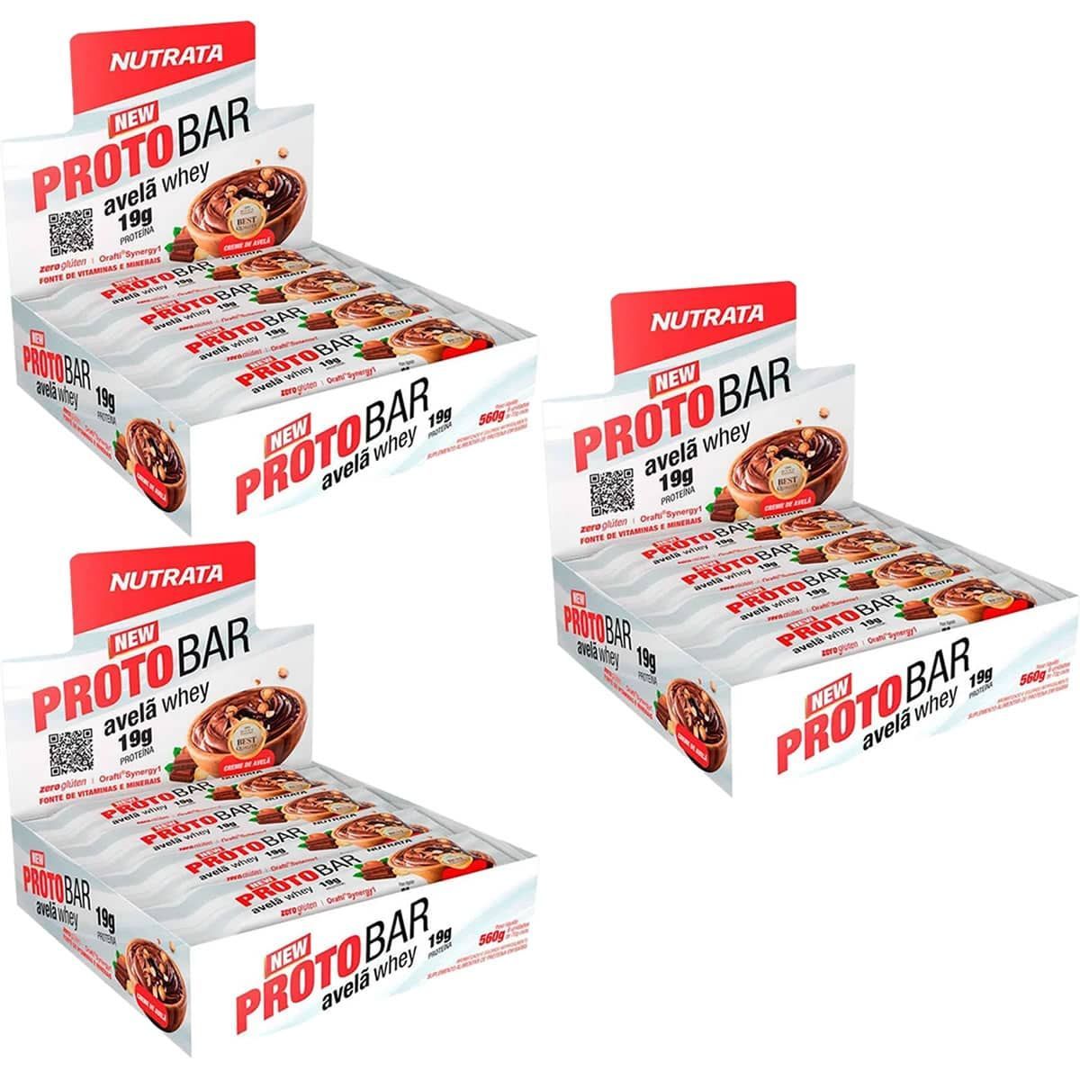 Kit 3X Barra Protobar Whey - 8 Unidades 70g Avel� - Nutrata