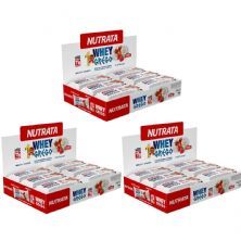 Kit 3X Barra Whey Grego Bar - 12 Unidades de 40g Morango com Chantilly - Nutrata