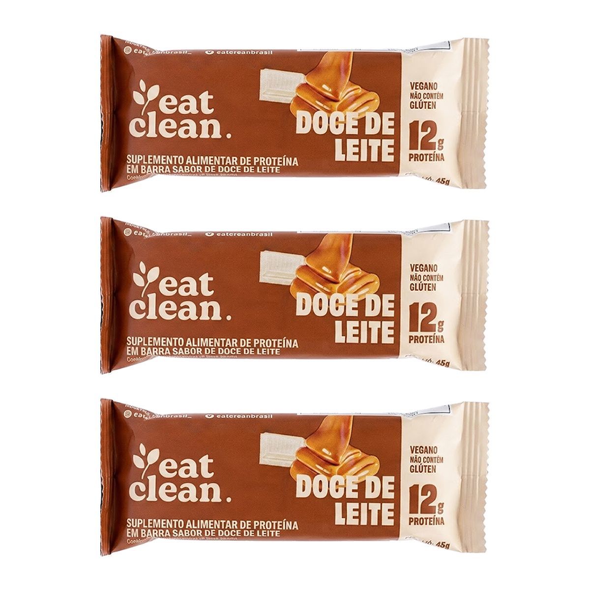 Kit 3X Barrinha de Proteina - 1 Barra 45g Doce de Leite - Eat Clean