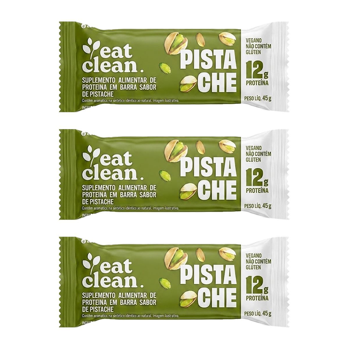 Kit 3X Barrinha de Proteina - 1 Barra 45g Pistache - Eat Clean