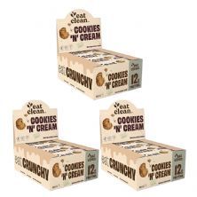 Kit 3X Barrinha de Proteina - 12 Barras 45g Cookies & Cream - Eat Clean
