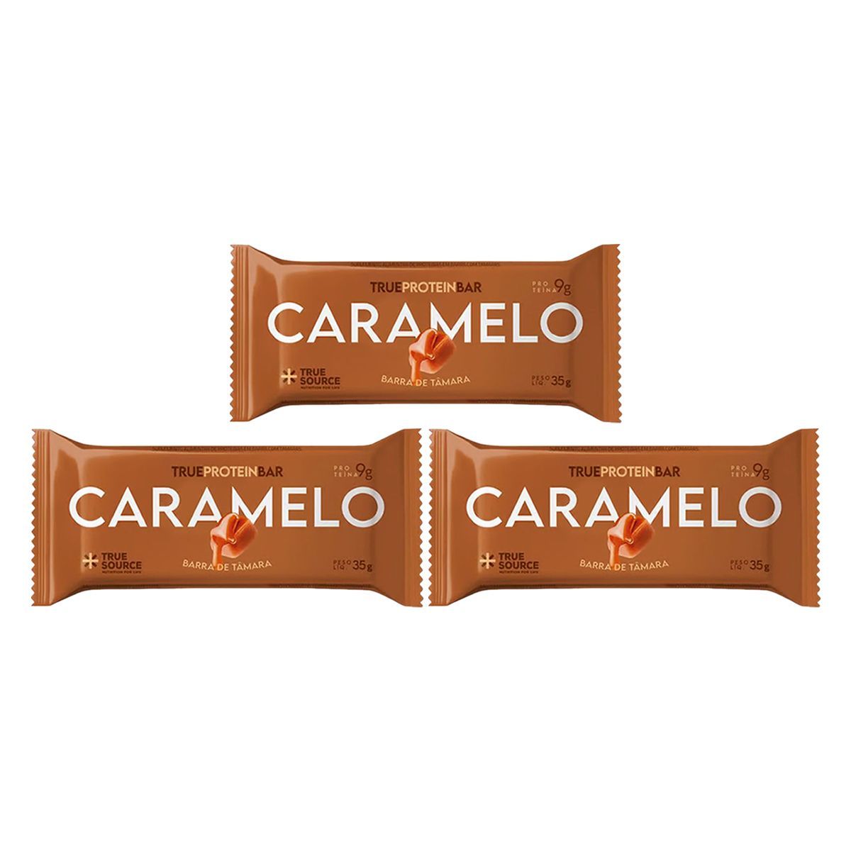Kit 3X Barrinha de T�mara True Bar Protein - 1 Unidade de 35g Caramelo - True Source