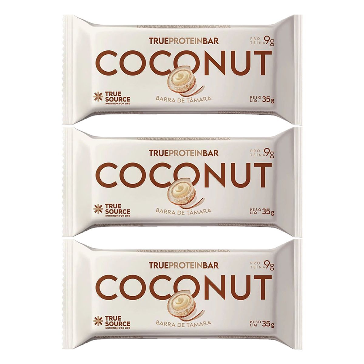 Kit 3X Barrinha de T�mara True Bar Protein - 1 Unidade de 35g Coconut- True Source