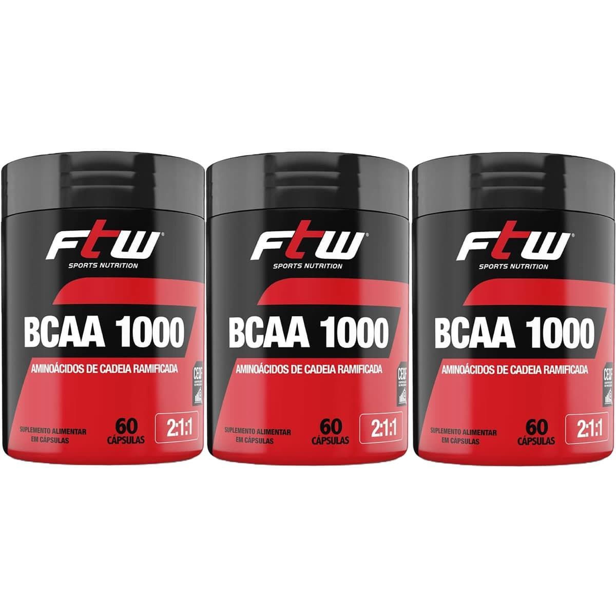 Kit 3X Bcaa 1000 2:1:1 - 60 C�psulas - FTW