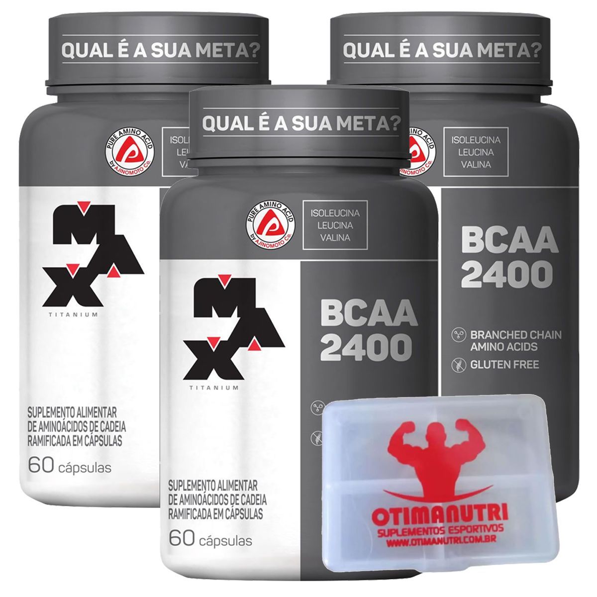 Kit 3x Bcaa 60 caps (180 C�ps) - Max Titanium