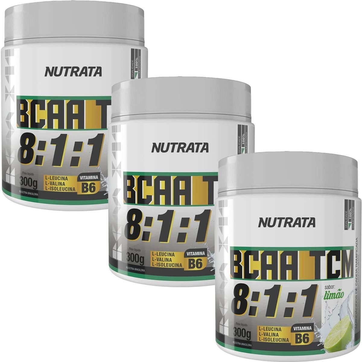 Kit 3X BCAA 8:1:1 - 300g Lim�o - Nutrata