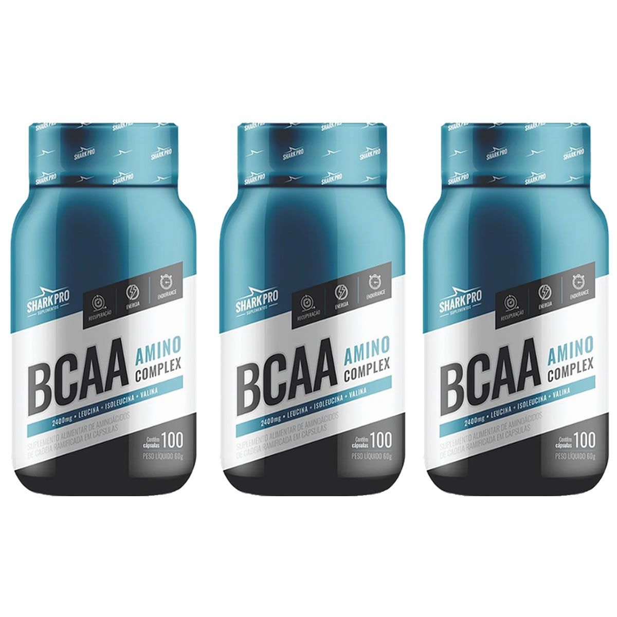 Kit 3X BCAA Amino Complex 2400 - 100 C�psulas - Shark Pro