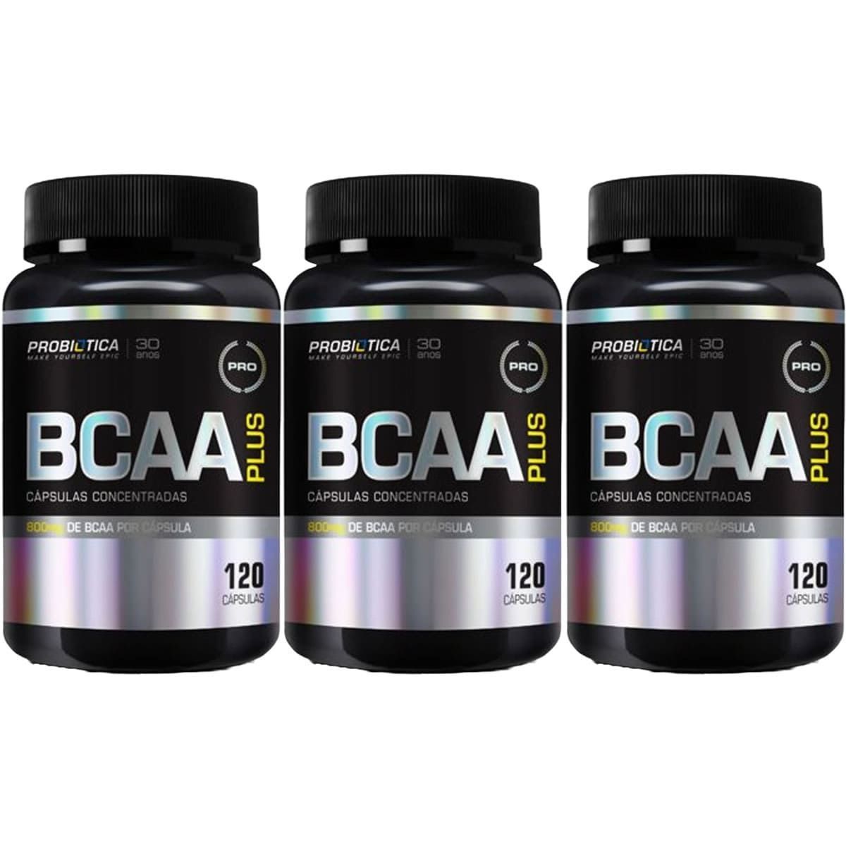 Kit 3X BCAA Plus - 120 C�psulas - Probi�tica