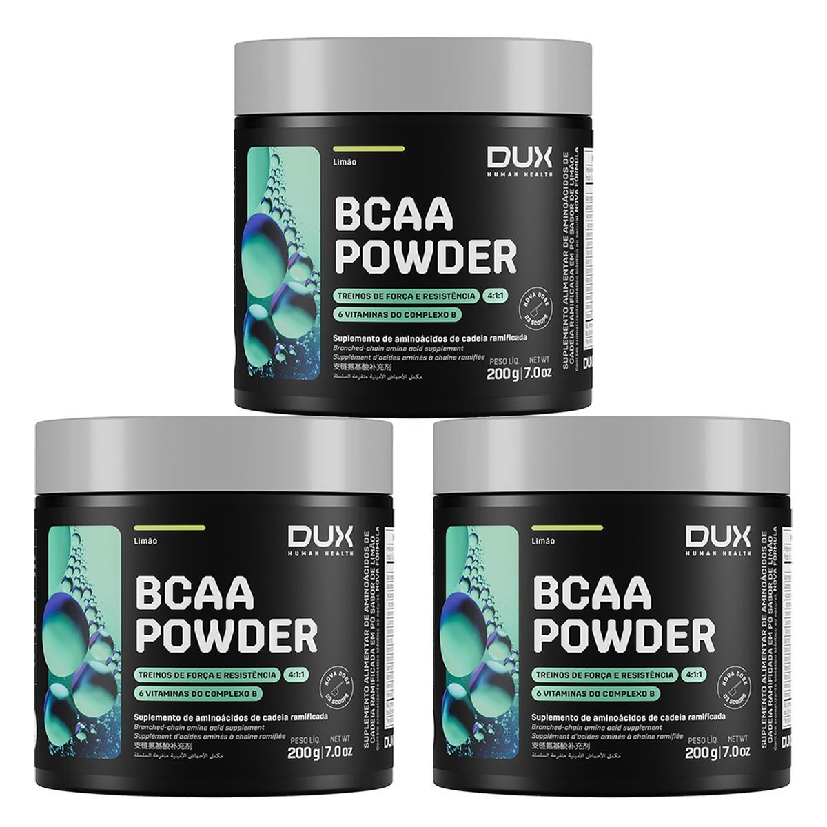 Kit 3X Bcaa Powder - 200g Lim�o - Dux Nutrition