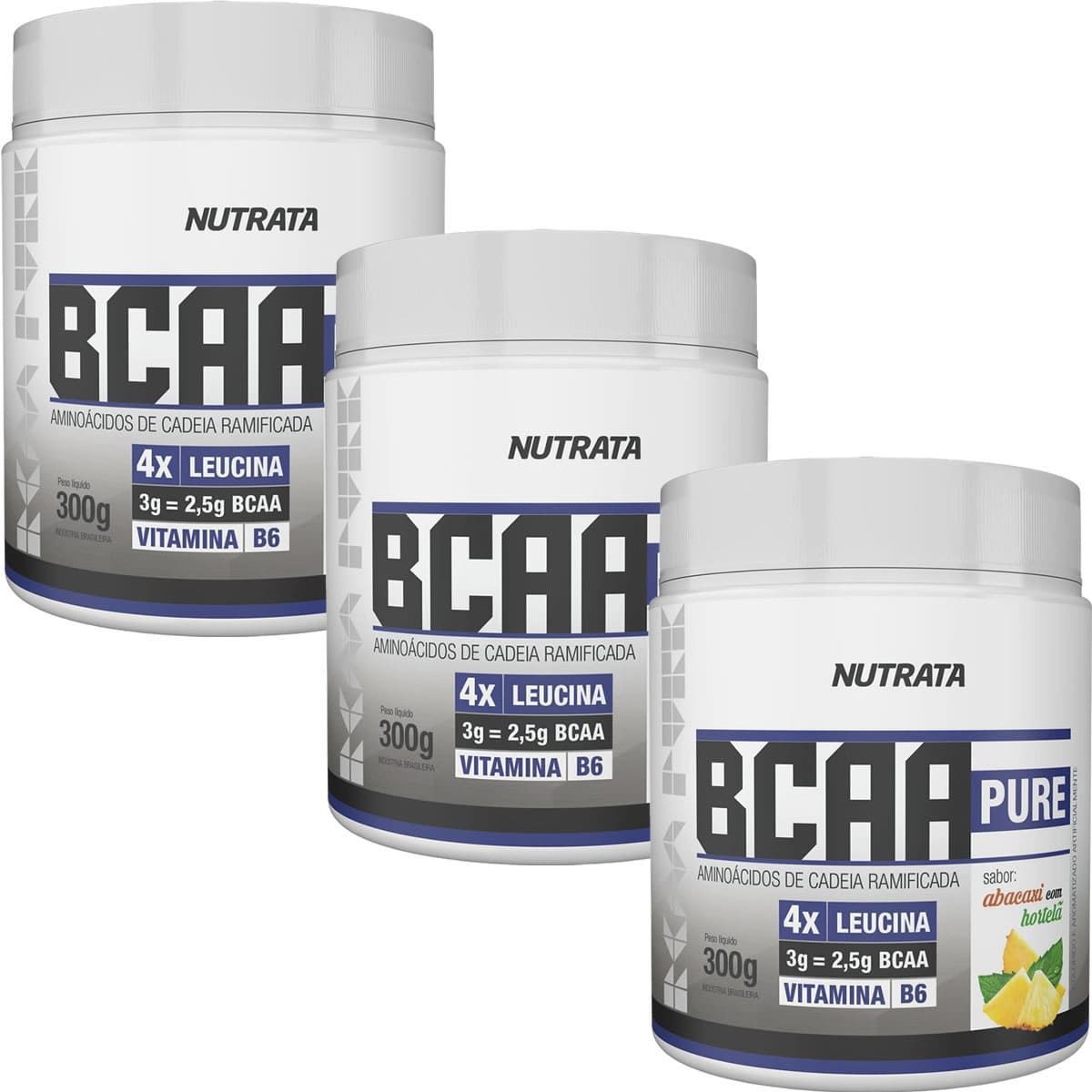 Kit 3X BCAA Pure - 300g Abacaxi com Hortel� - Nutrata
