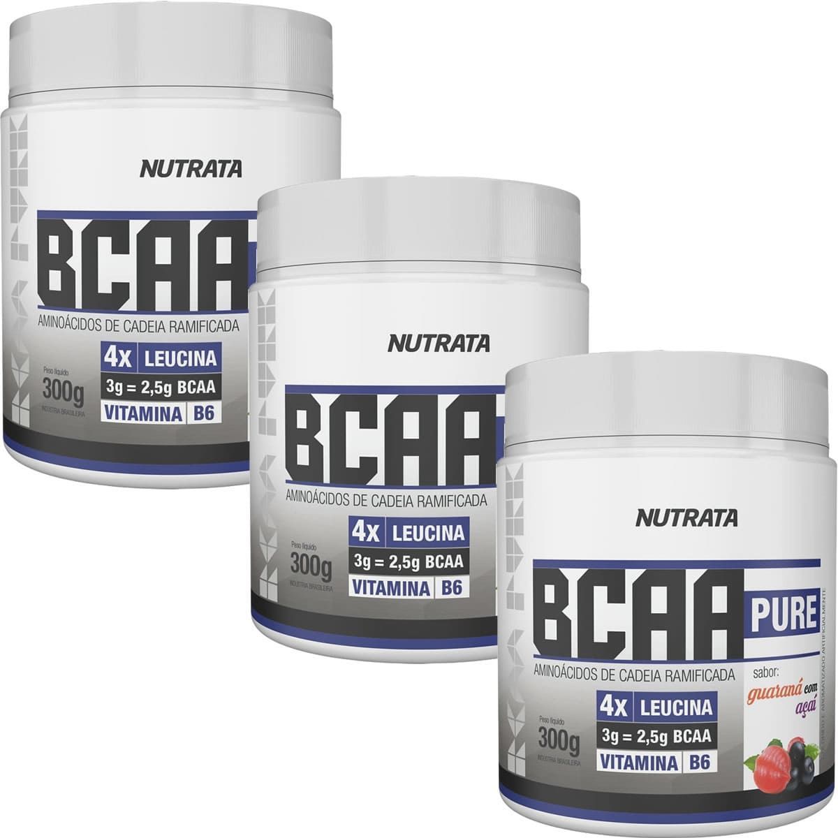 Kit 3X BCAA Pure - 300g Guarana com A�a� - Nutrata