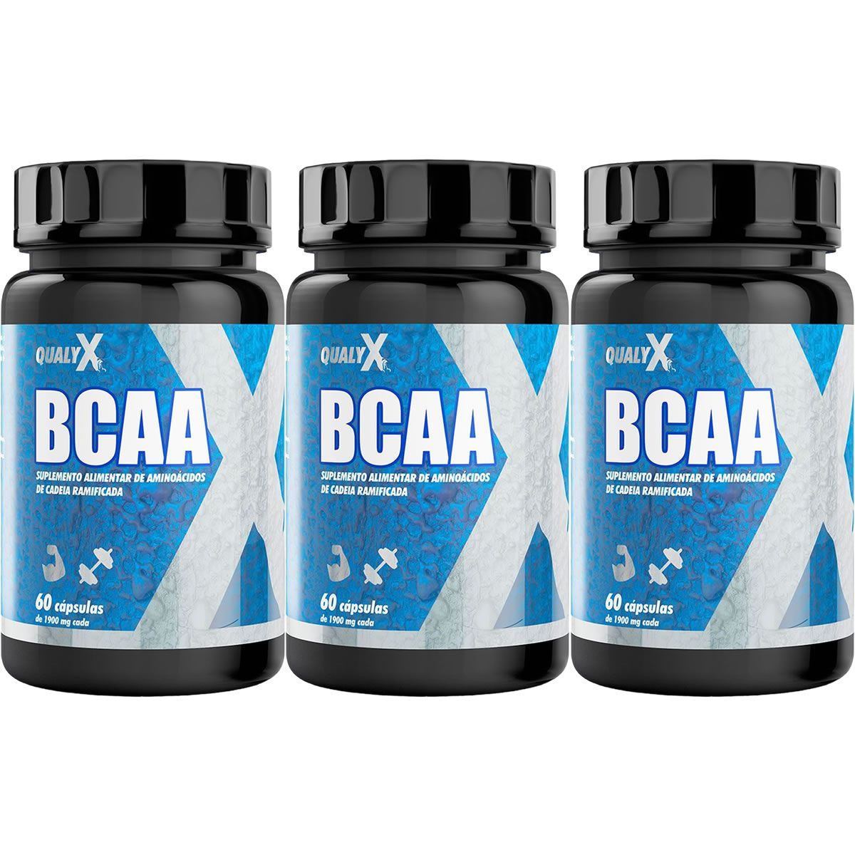 Kit 3X BCAA Qualy X - 60 C�psulas -  QualyNutri