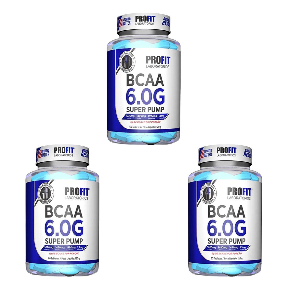 Kit 3X Bcaa Super Pump 6g  - 60 Tabletes - ProFit