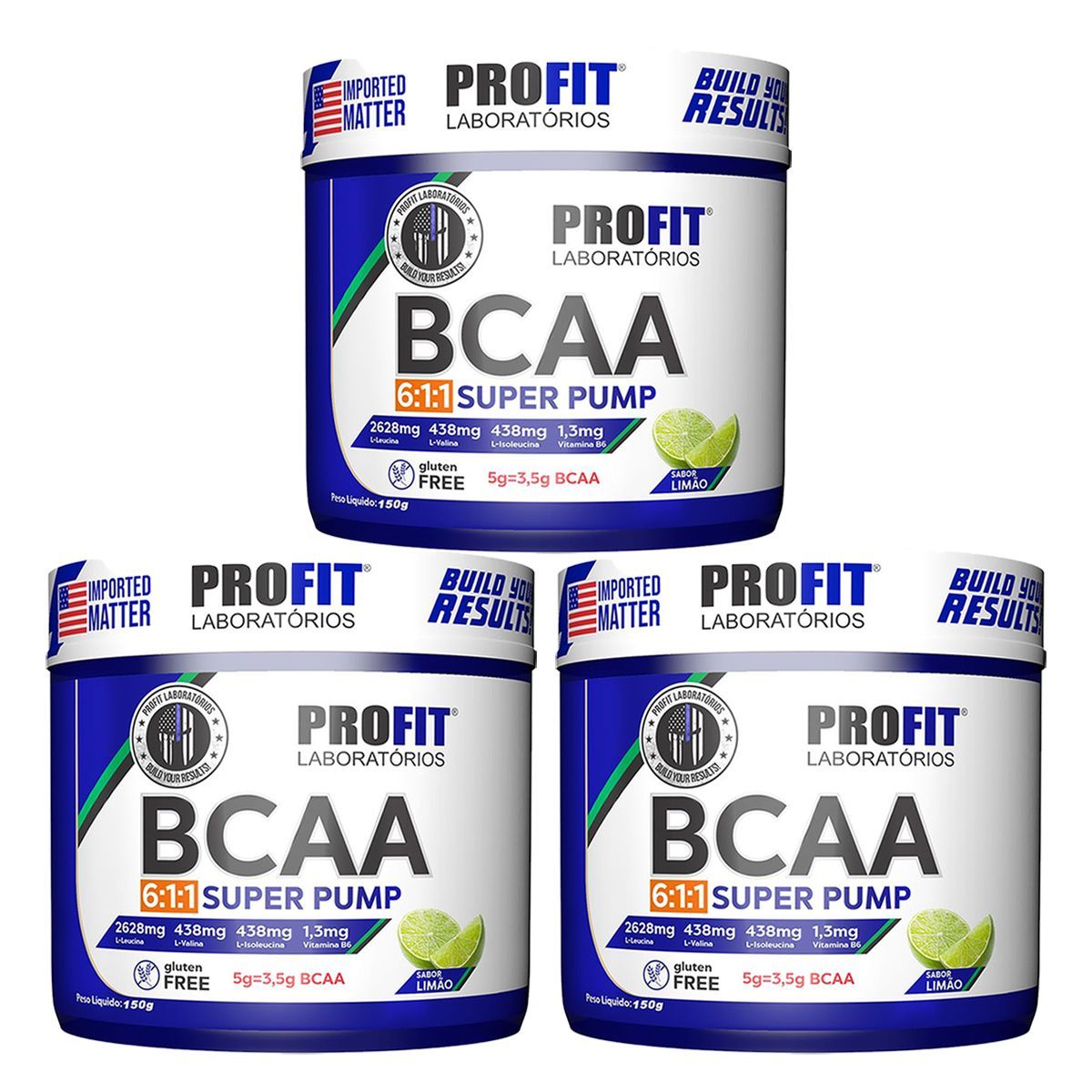Kit 3X Bcaa Super Pump Powder 6:1:1 - 150g Lim�o - ProFit